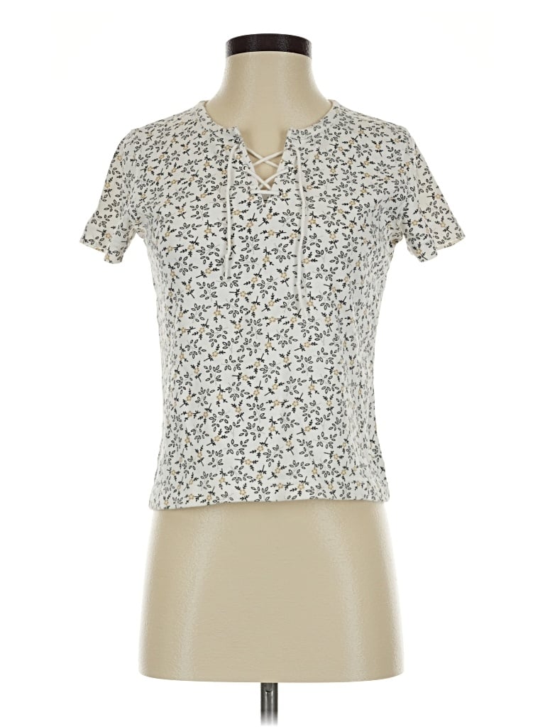 Pre-owned Covington Short Sleeve Henley Shirt In Ivory
