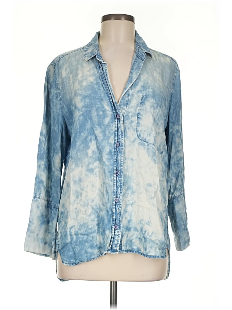 Pre-owned Cloth & Stone 3/4 Sleeve Button Down Shirt In Blue
