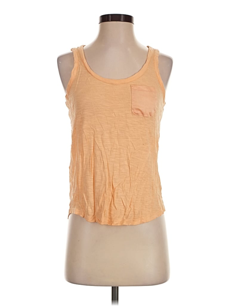 Pre-owned Attention Tank Top Orange Halter Neckline Tops