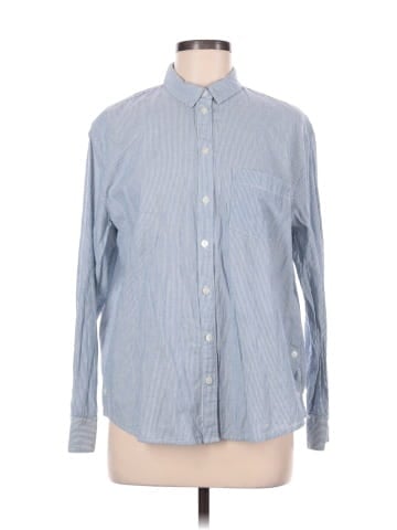 Madewell Side-Button Oversized Ex-Boyfriend Shirt in Stripe (view 1)