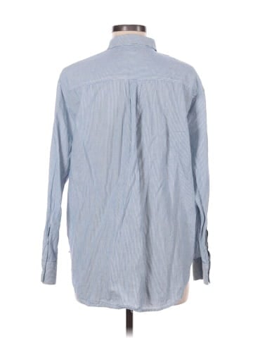 Madewell Side-Button Oversized Ex-Boyfriend Shirt in Stripe (view 2)