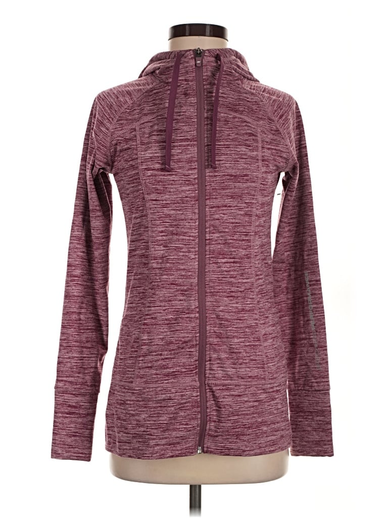 Pre-owned Skechers Zip Up Hoodie In Burgundy