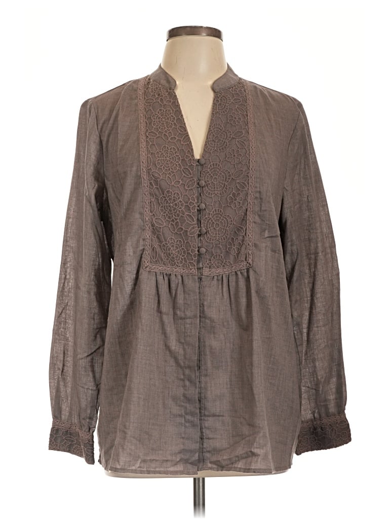 Pre-owned Coldwater Creek Long Sleeve Blouse In Brown