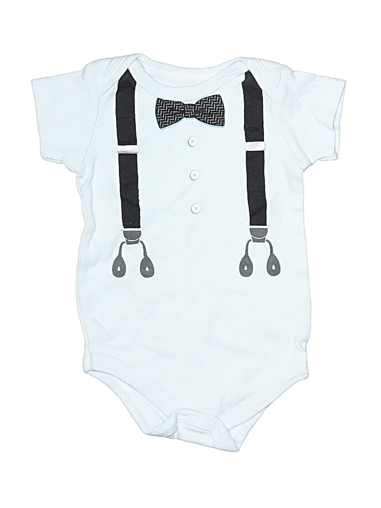Pre-owned Little Treasure Babies' Short Sleeve Onesie In Blue