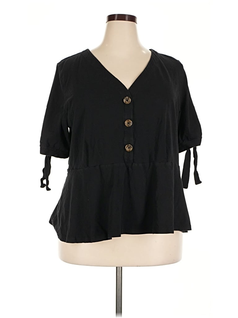 Pre-owned Eloquii 3/4 Sleeve Blouse In Black