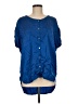 Seventy Two Changes 100% Silk Blue Short Sleeve Silk Top Size 8 - photo 1