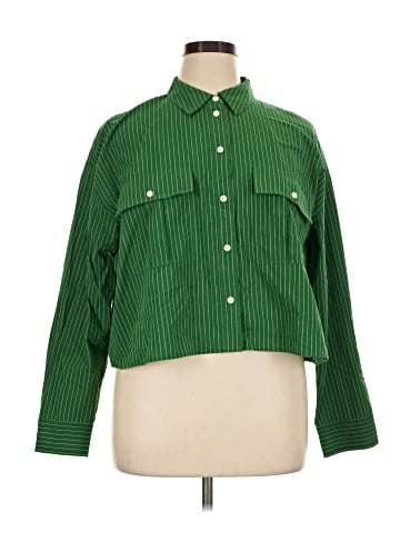 Madewell Signature Poplin Cargo Button-Up Shirt in Stripe (view 1)