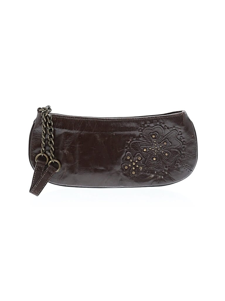 Pre-owned Fossil Leather Wristlet In Brown