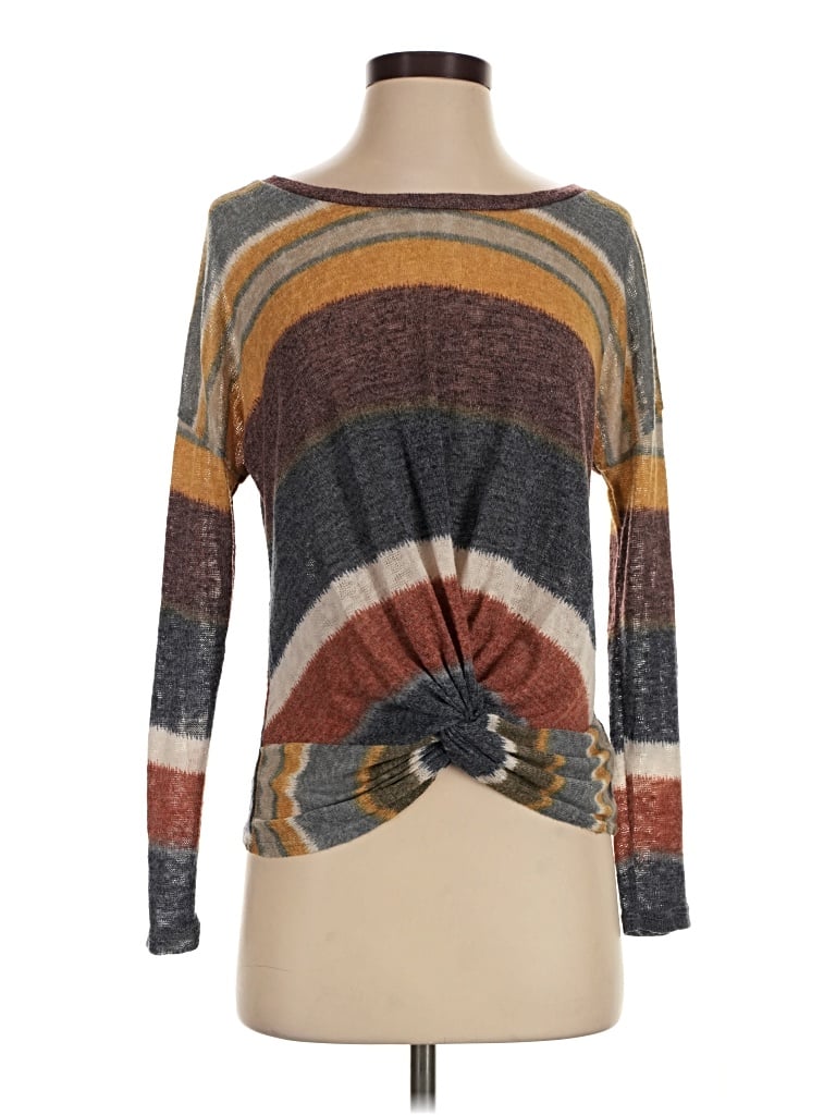 Pre-owned Soprano Long Sleeve Top Brown Boatneck Tops