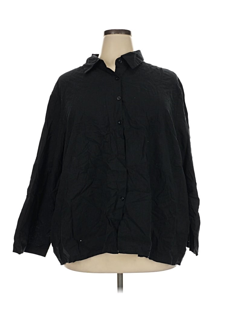 In'voland 3/4 Sleeve Button Down Shirt In Black
