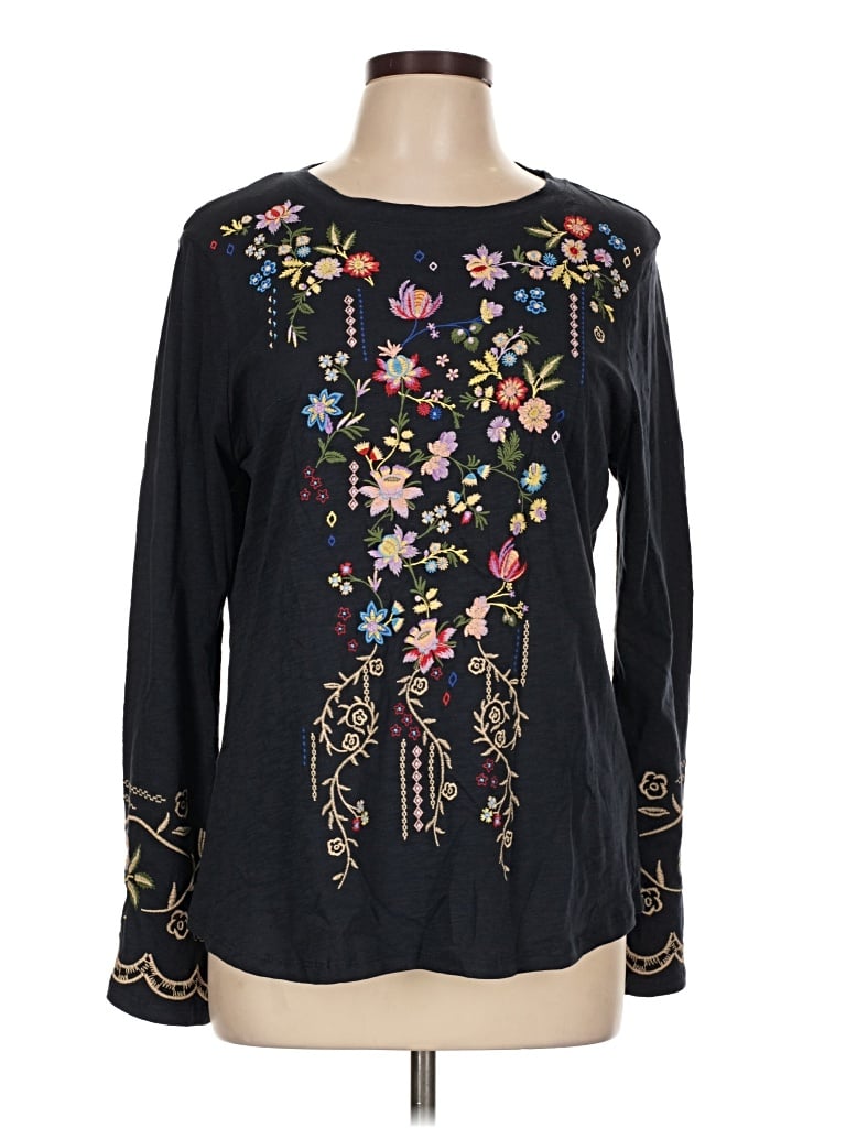 Pre-owned Reba Long Sleeve Blouse In Black