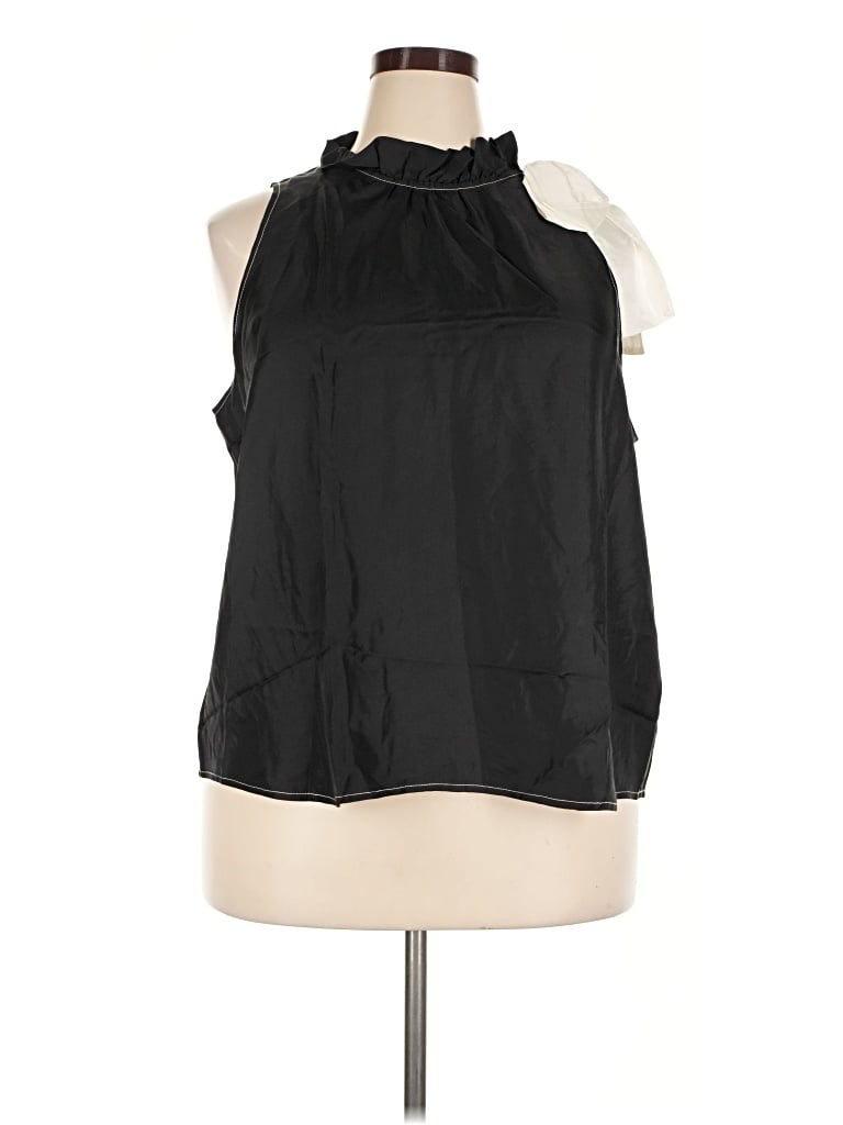J.crew Collection Sleeveless Silk Top Black Halter Neckline Tops