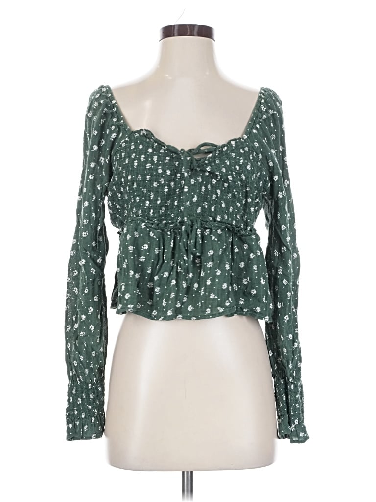 Pre-owned American Eagle Outfitters Long Sleeve Blouse In Green