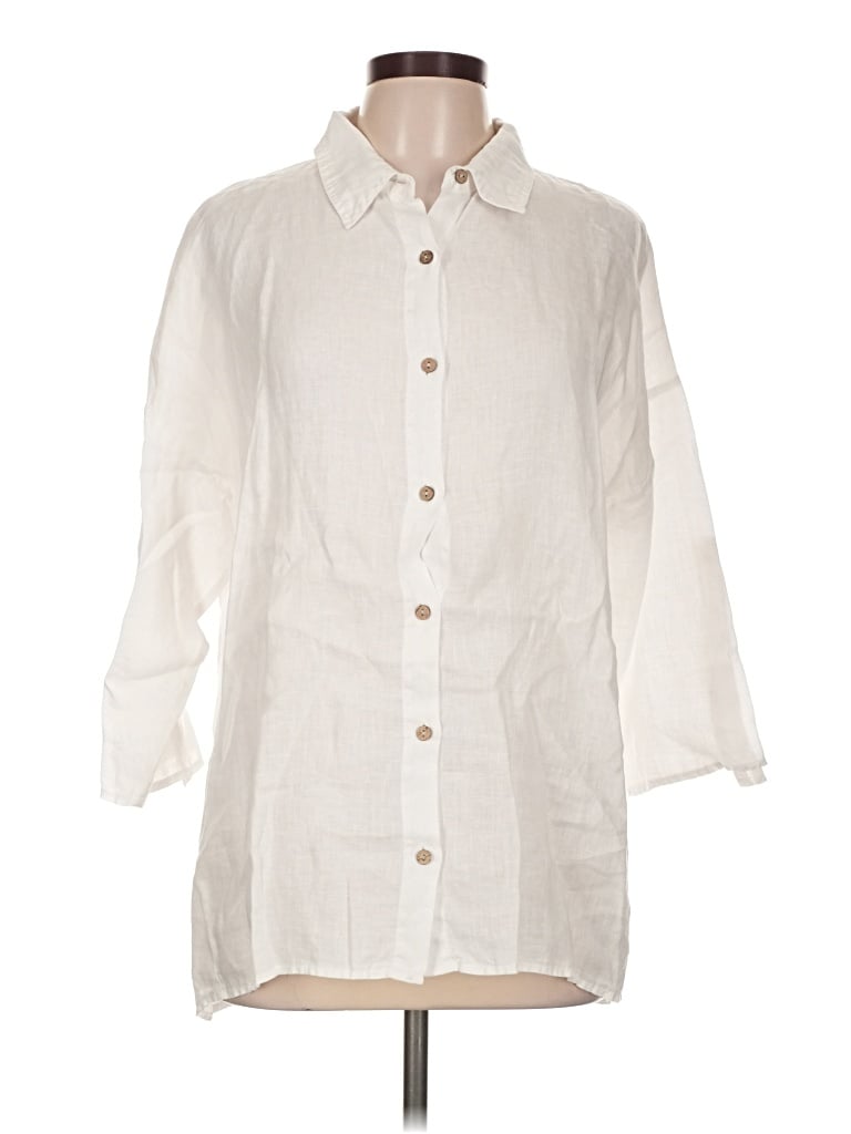 Pre-owned Xcvi 3/4 Sleeve Button Down Shirt In Ivory