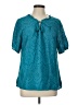BLOOMCHIC 100% Cotton Teal Short Sleeve Blouse Size 12 - photo 1