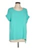 Tahari 100% Polyester Teal Short Sleeve Blouse Size L - photo 1