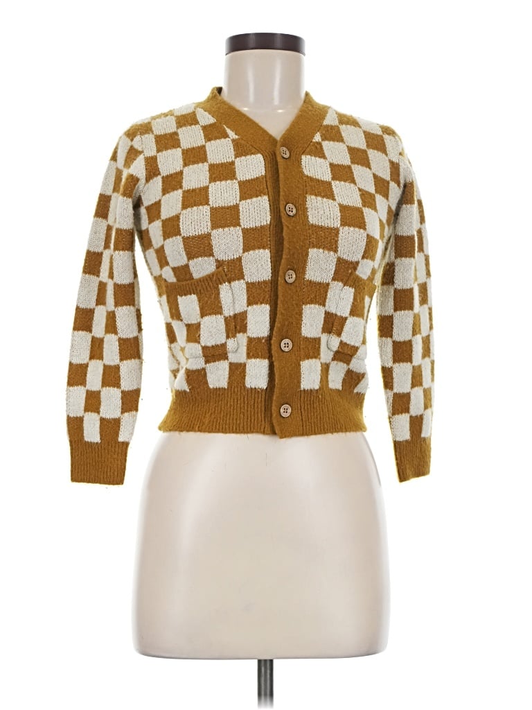Pre-owned Rylee + Cru Cardigan Sweater In Gold
