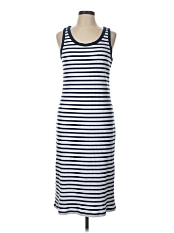 Madewell Ribbed Tank Scoop Midi Dress in Stripe (view 1)