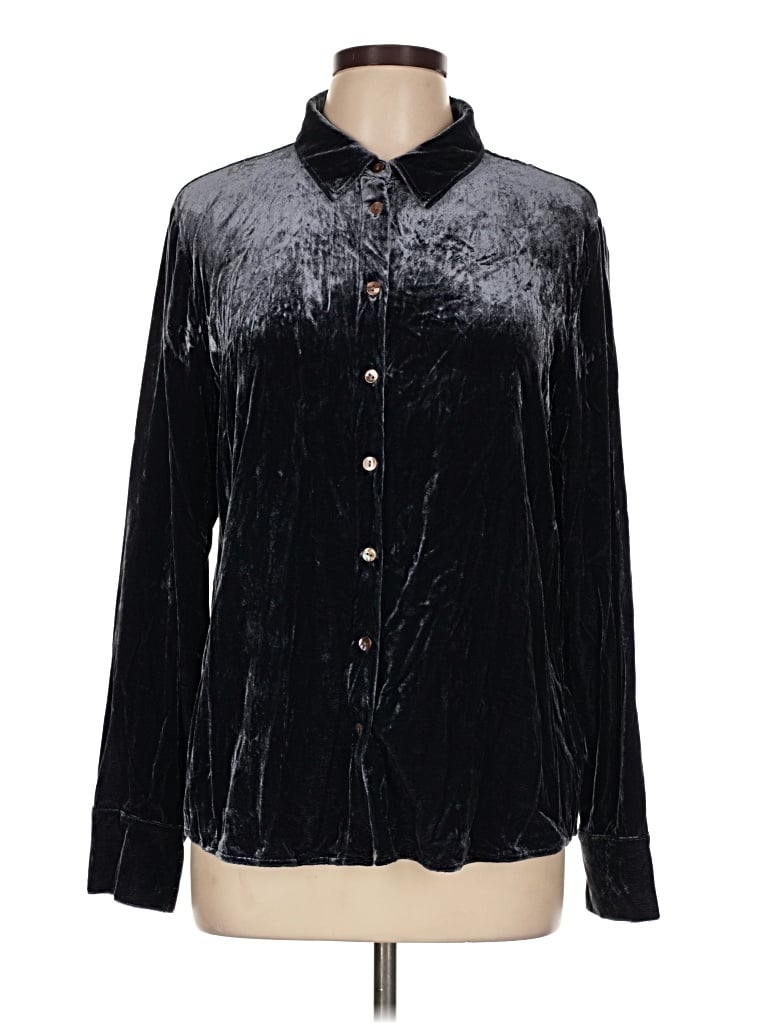 Pre-owned Faherty Long Sleeve Blouse In Black