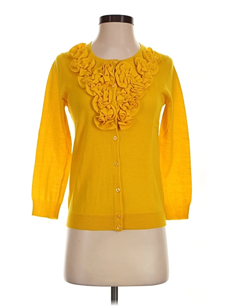 Pre-owned Jcrew Wool Cardigan Sweater In Yellow