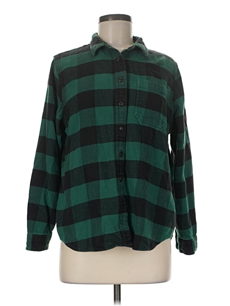 Pre-owned L.l.bean Long Sleeve Button Down Shirt In Green