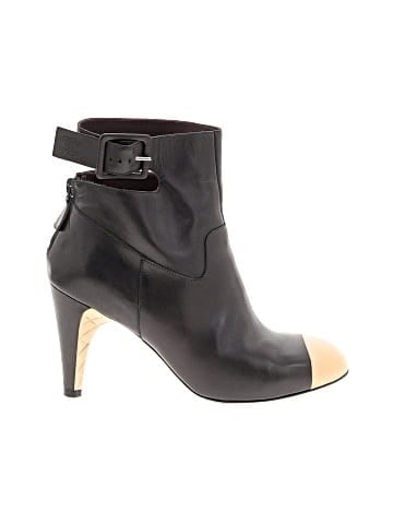 Chanel Leather Cap-Toe Cut Out Ankle Boots (view 1)
