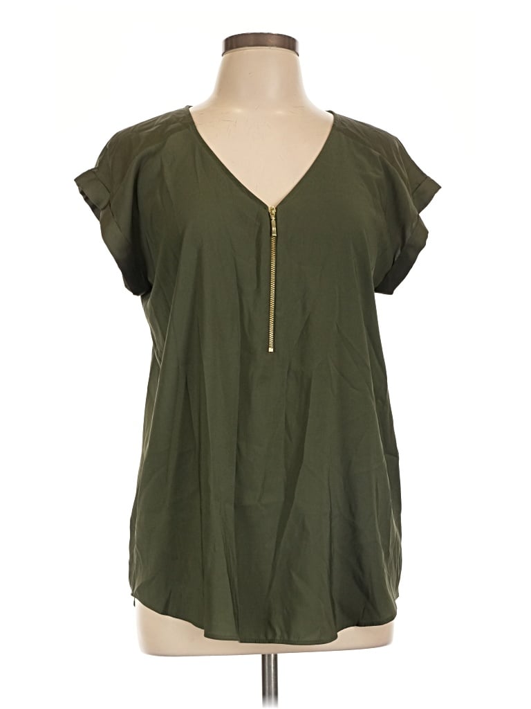 Pre-owned Express Outlet Short Sleeve Blouse In Green