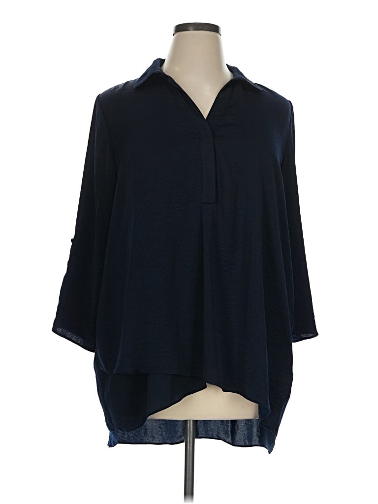 Pre-owned Renuar 3/4 Sleeve Blouse In Blue