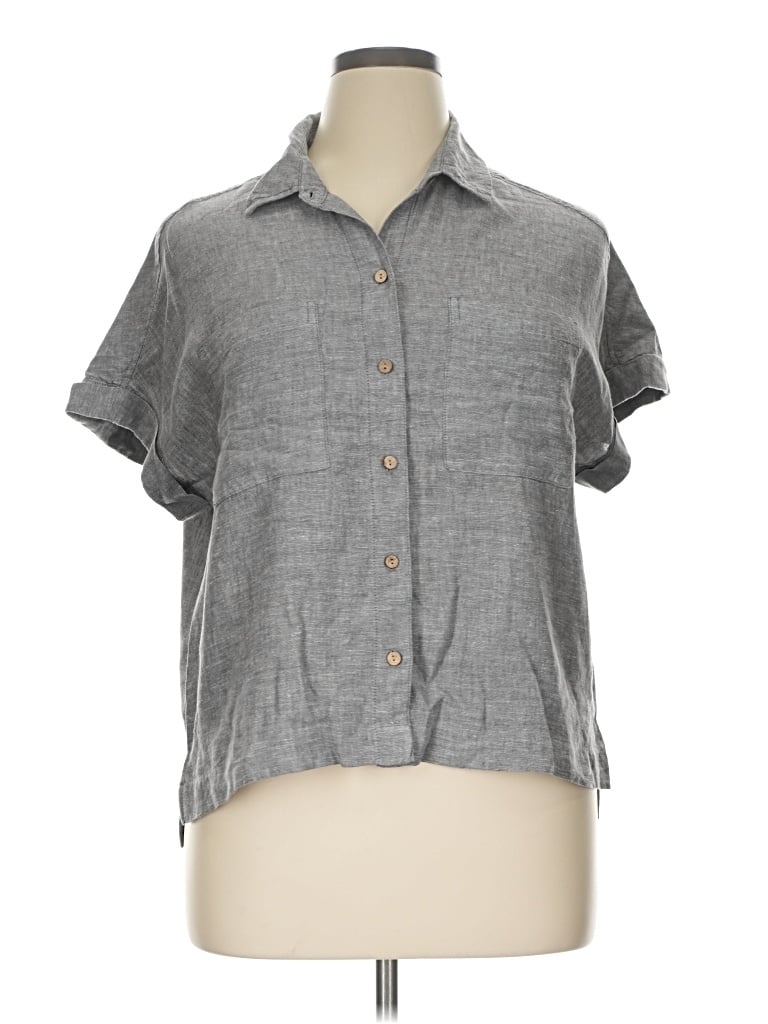 Pre-owned Lola River Short Sleeve Blouse In Gray