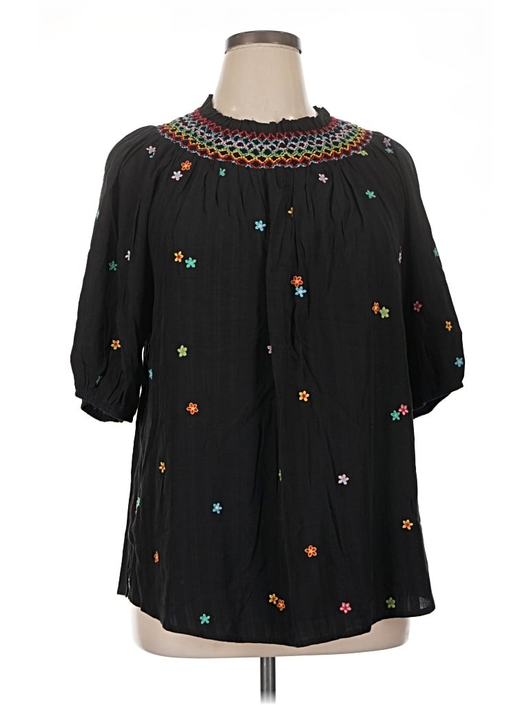 Pre-owned Savanna Jane 3/4 Sleeve Blouse In Black