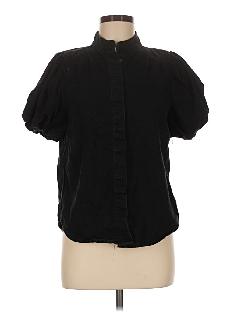Pre-owned Industry Short Sleeve Blouse In Black