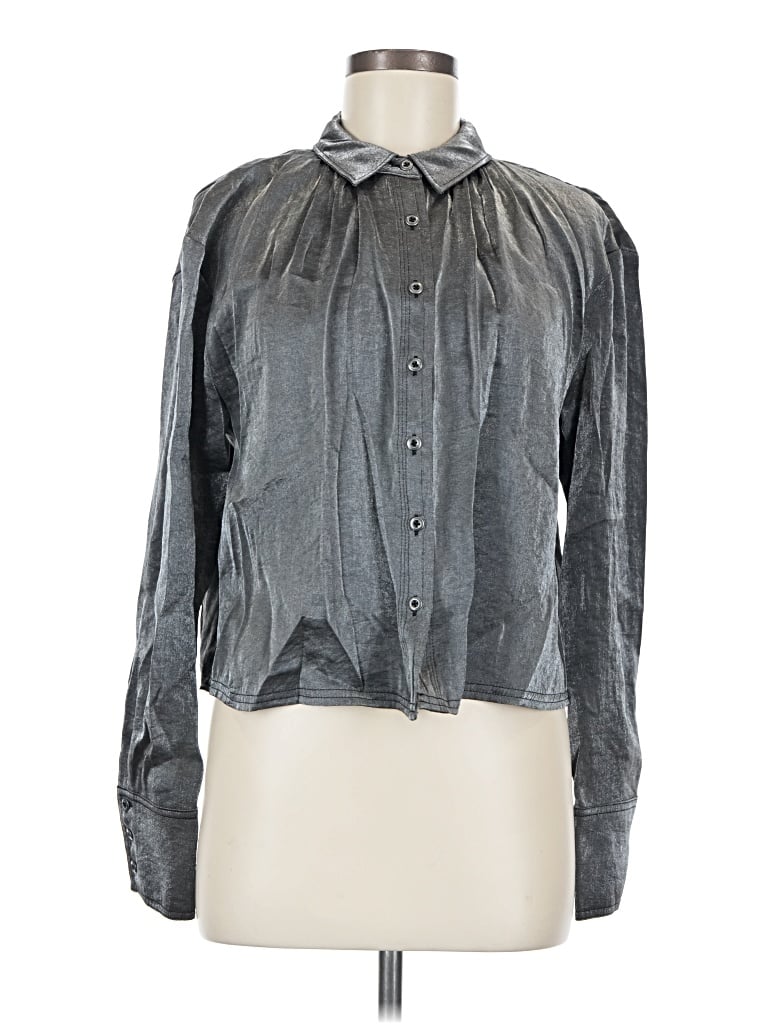 Pre-owned Pilcro Long Sleeve Blouse In Gray