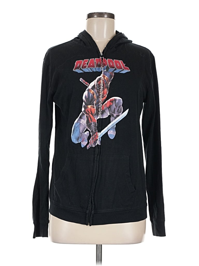 Pre-owned Marvel Zip Up Hoodie In Black