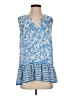 Lilly Pulitzer 100% Polyester Print White Blue Sleeveless Blouse Size S - photo 1