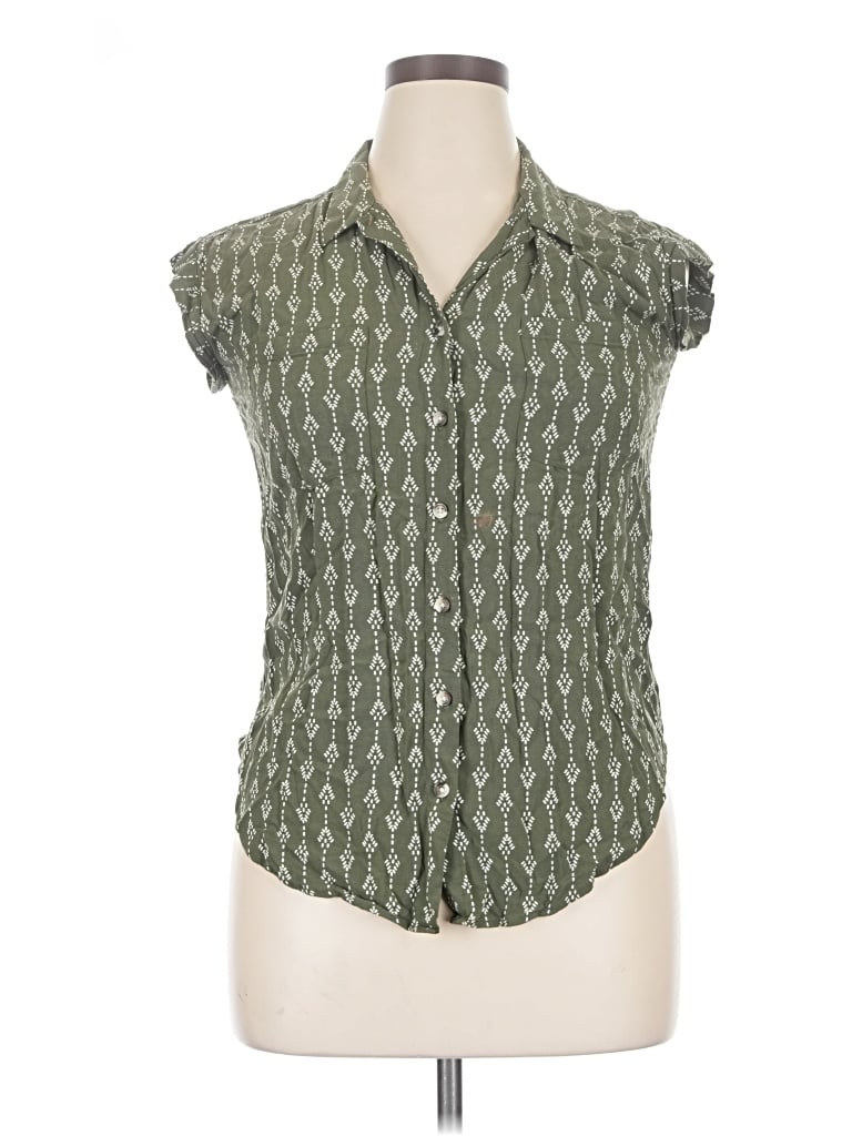 Pre-owned Jachs Girlfriend Short Sleeve Blouse In Teal
