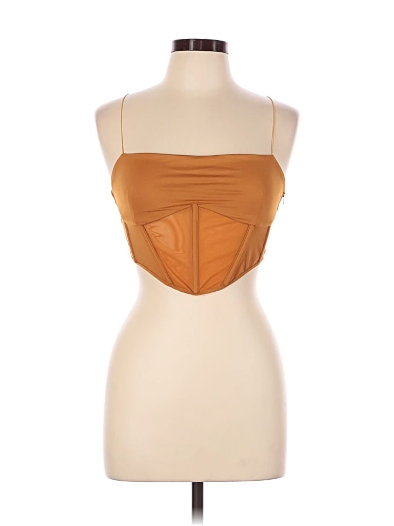 Pre-owned Meshki Sleeveless Top Orange Strapless Neckline Tops