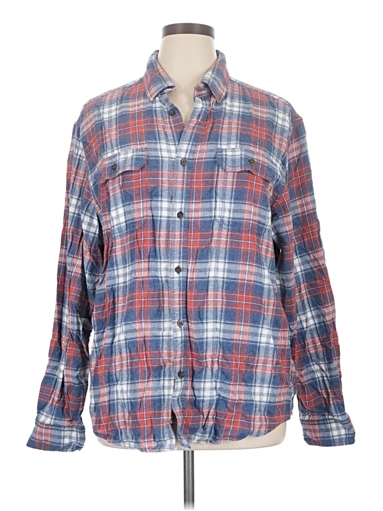 Pre-owned George Long Sleeve Button Down Shirt In Blue