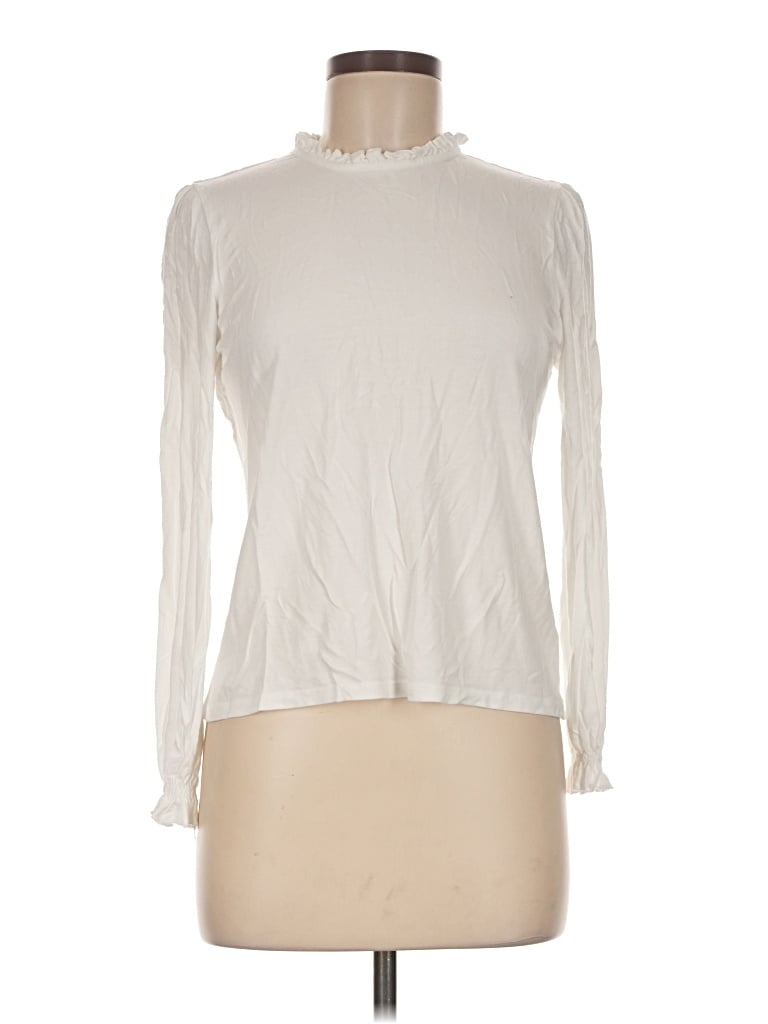 Pre-owned Pure Collection Long Sleeve Top Ivory Turtleneck Tops