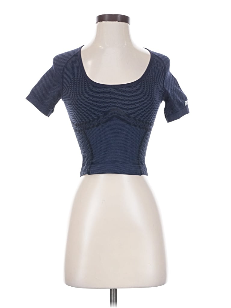 Pre-owned Gymshark Short Sleeve Top Blue Sweetheart Neckline Tops