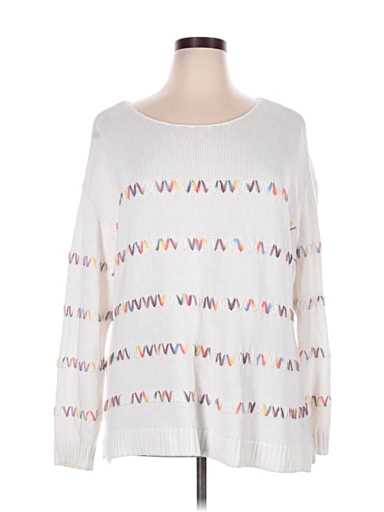 Pre-owned Christopher & Banks Pullover Sweater In White