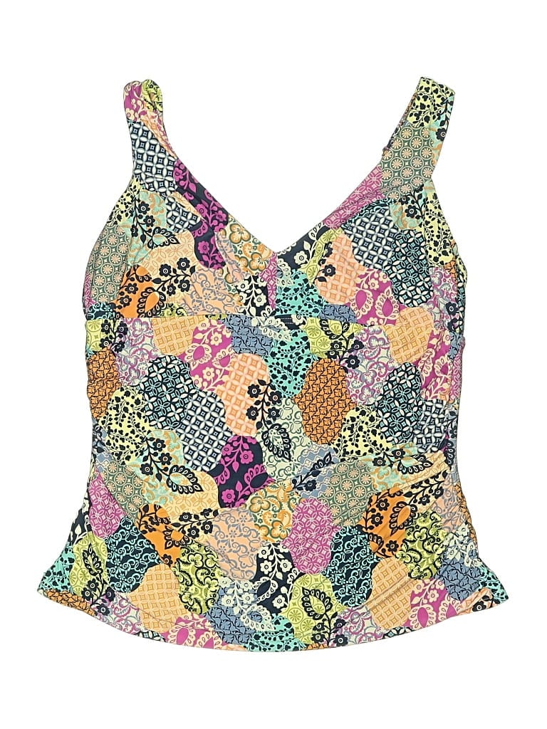Pre-owned Artesands Swimsuit Top Yellow Paisley Pattern Swimwear