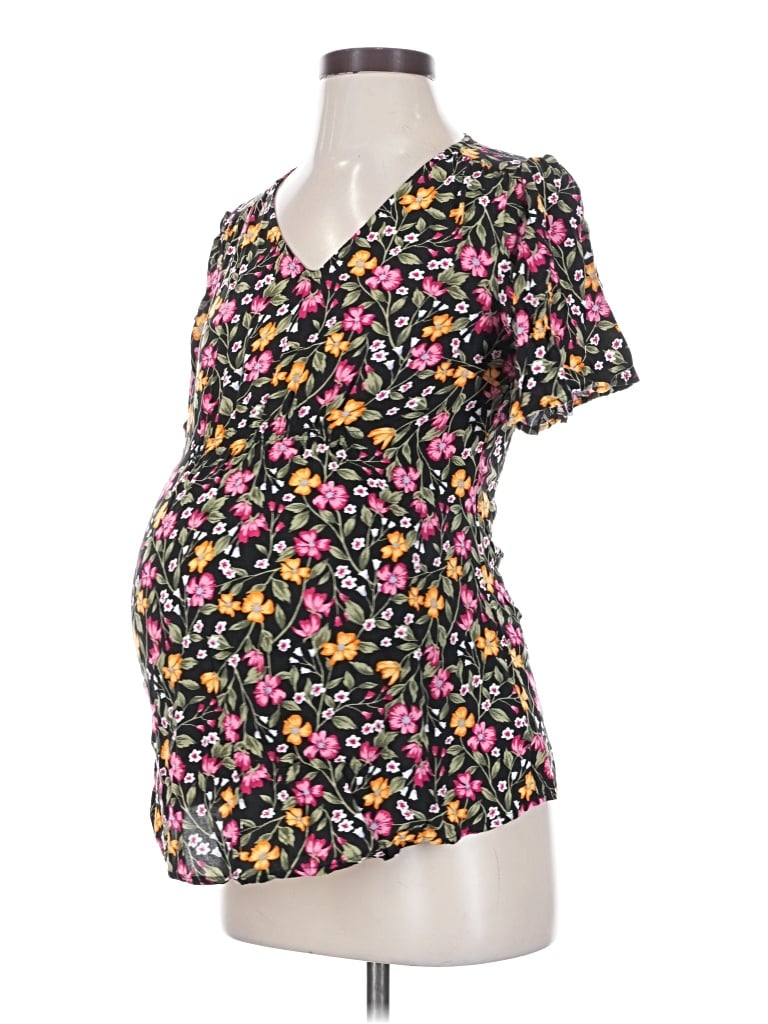Pre-owned Old Navy - Maternity Short Sleeve Blouse In Black