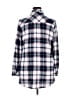 Robert Louis Plaid Silver Long Sleeve Blouse Size 1X - photo 2