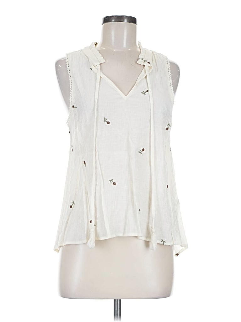 Pre-owned Hem & Thread Sleeveless Blouse In Ivory