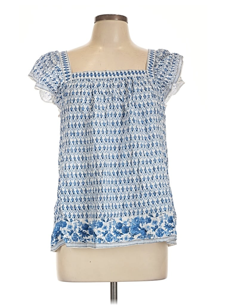 Max Studio Short Sleeve Blouse In Blue