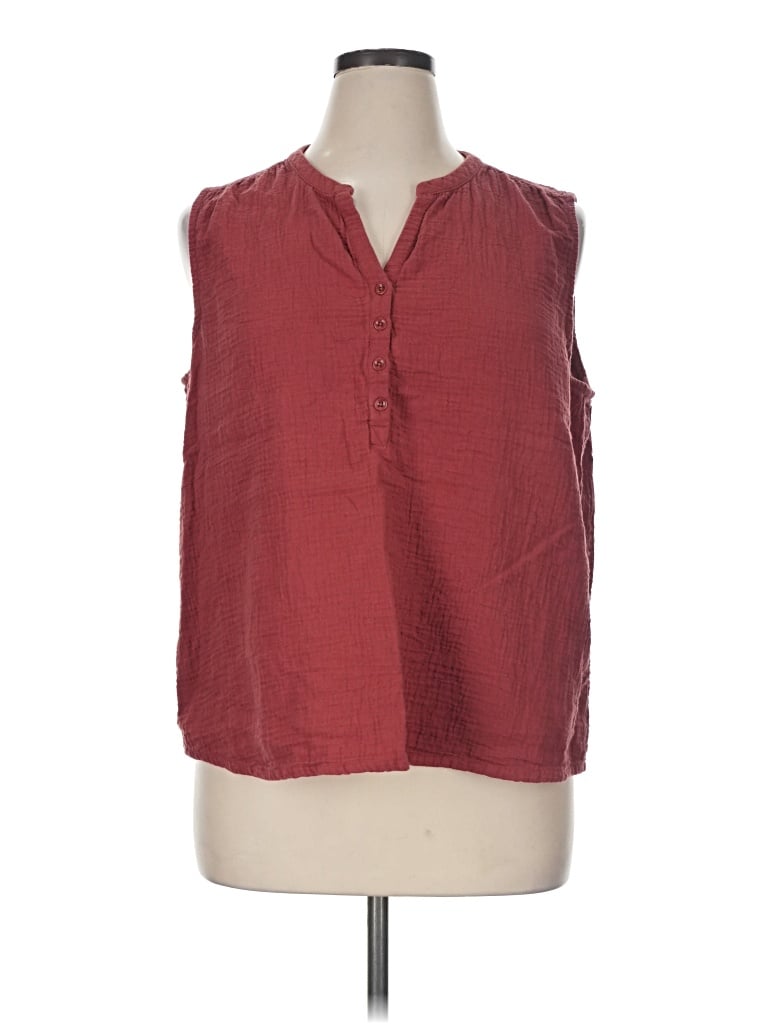 Pre-owned Pact Sleeveless Blouse In Burgundy