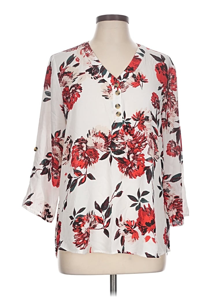 Pre-owned Maurices 3/4 Sleeve Blouse In Ivory