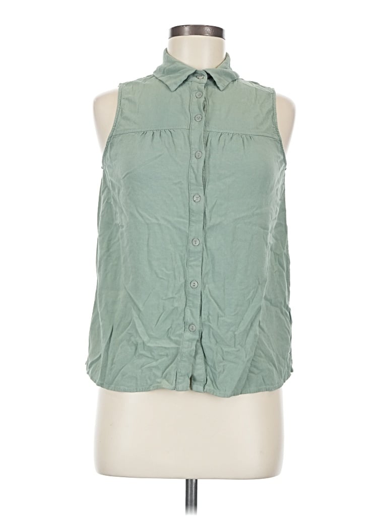 Pre-owned Beacon Sleeveless Button Down Shirt In Green