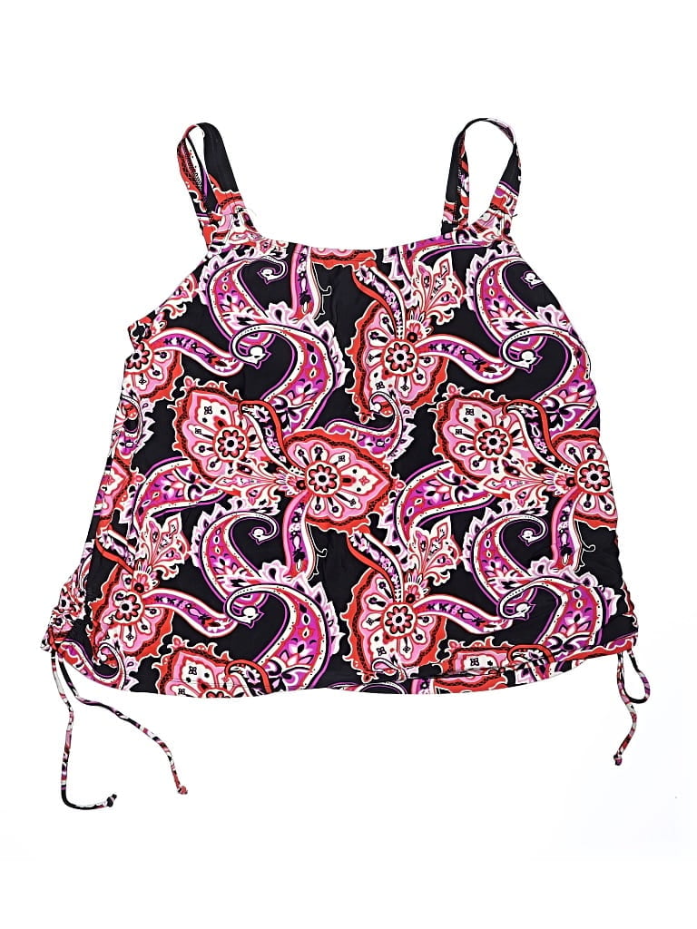 Pre-owned Catherines Swimsuit Top Pink Paisley Pattern Swimwear