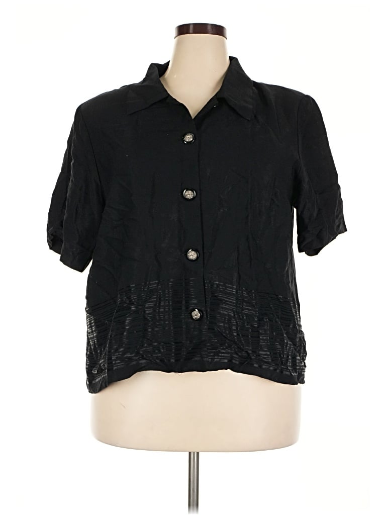 Pre-owned Assorted Brands Short Sleeve Blouse In Black